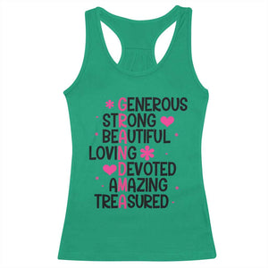 Funny Grandma Racerback Tank Top Generous Strong Beautiful Loving Devoted
