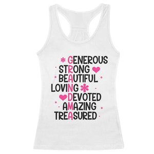 Funny Grandma Racerback Tank Top Generous Strong Beautiful Loving Devoted
