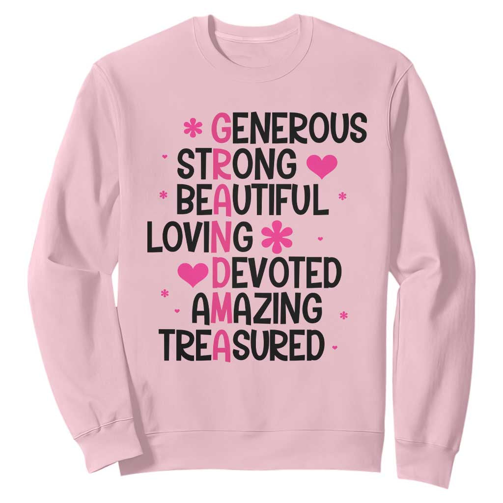 Funny Grandma Sweatshirt Generous Strong Beautiful Loving Devoted
