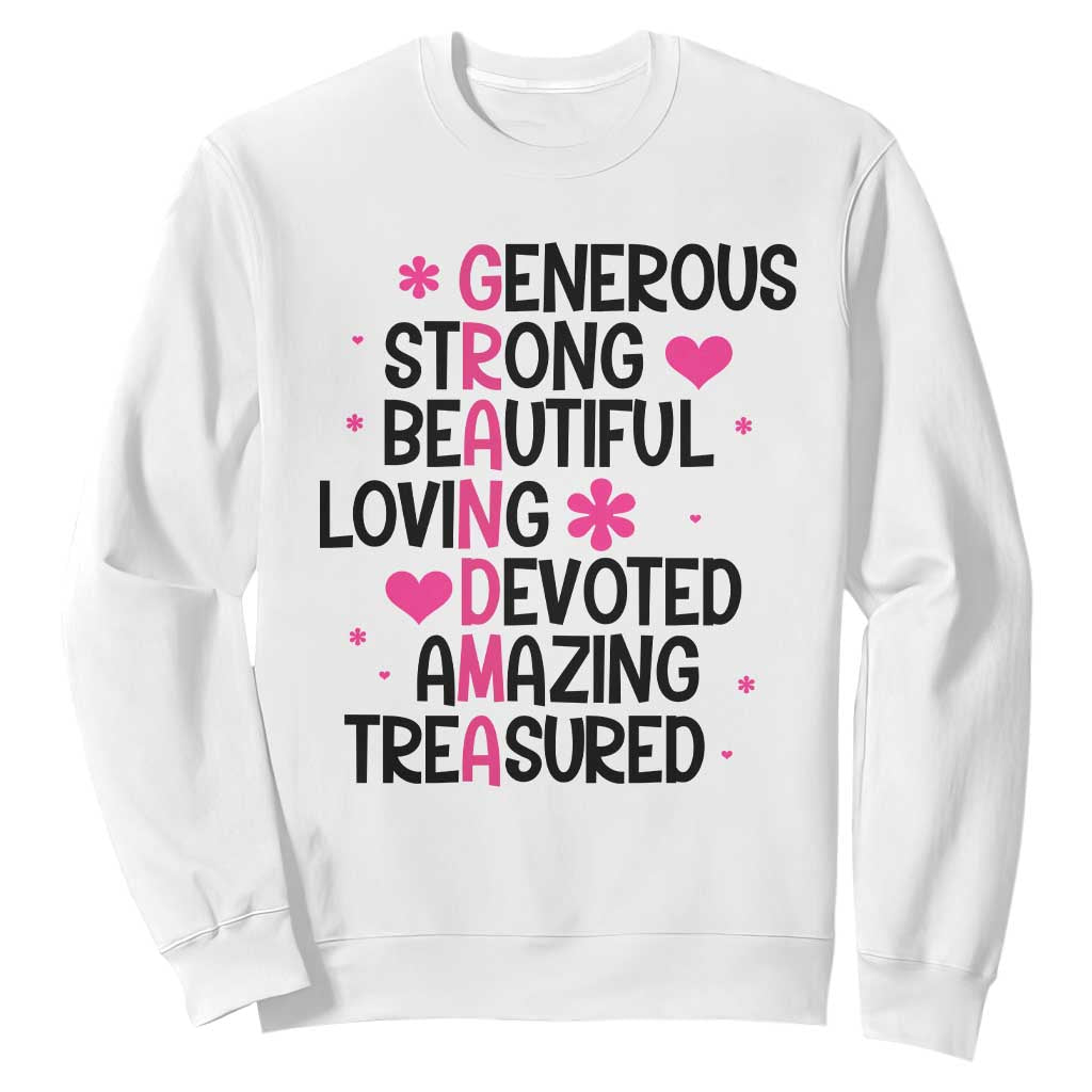 Funny Grandma Sweatshirt Generous Strong Beautiful Loving Devoted