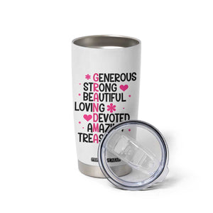 Funny Grandma Tumbler Cup Generous Strong Beautiful Loving Devoted