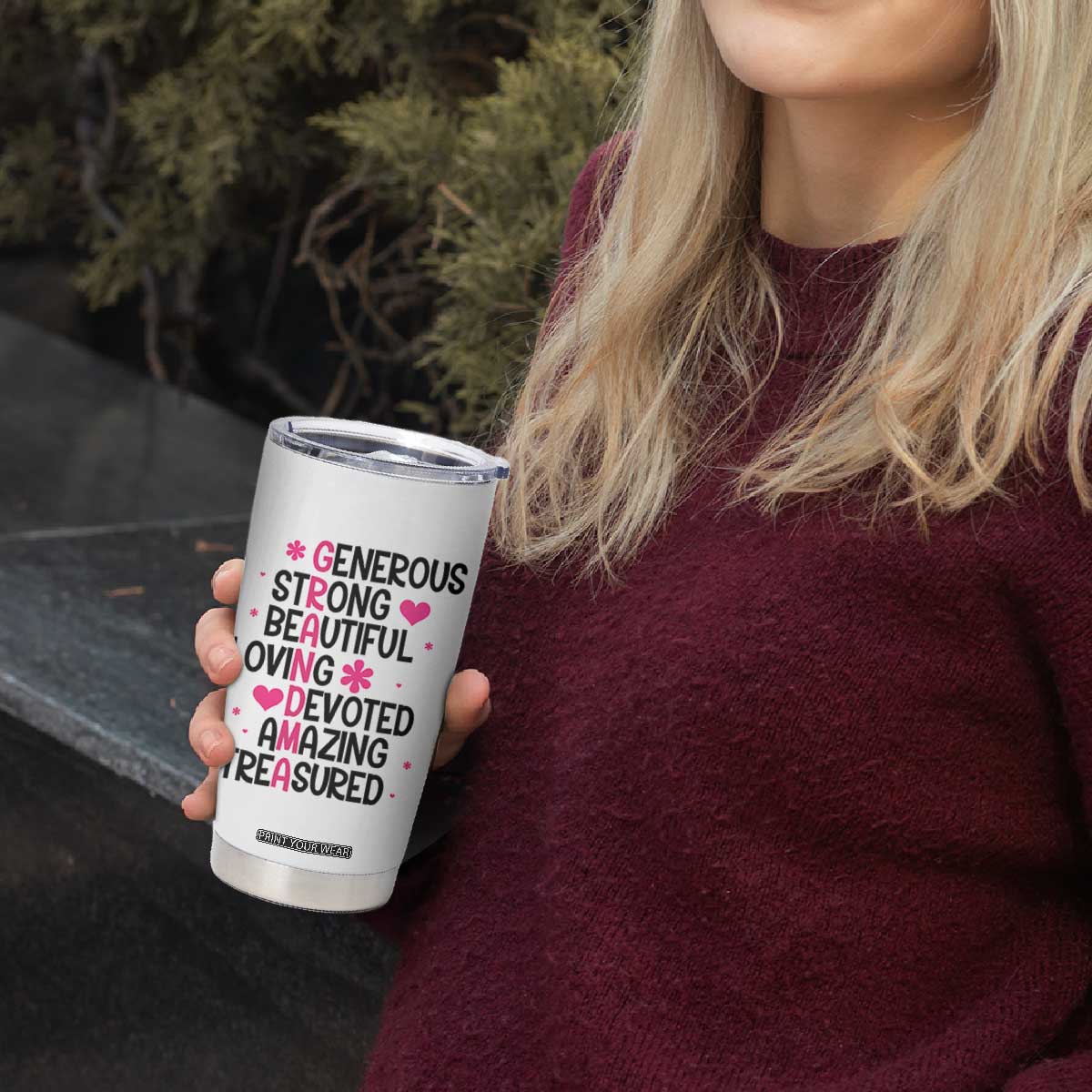 Funny Grandma Tumbler Cup Generous Strong Beautiful Loving Devoted