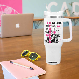 Funny Grandma Tumbler With Handle Generous Strong Beautiful Loving Devoted