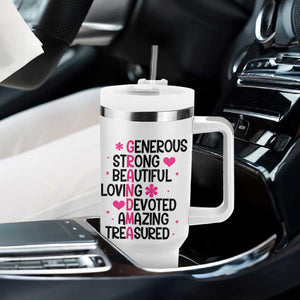 Funny Grandma Tumbler With Handle Generous Strong Beautiful Loving Devoted