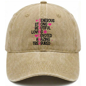 Funny Grandma Washed Cotton Baseball Cap Generous Strong Beautiful Loving Devoted