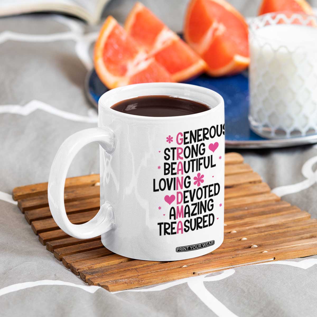 Funny Grandma Coffee Mug Generous Strong Beautiful Loving Devoted
