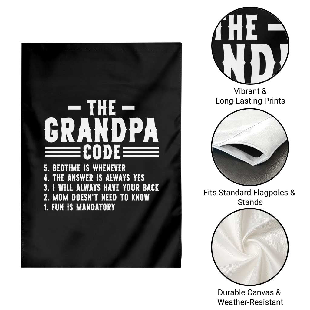 The Grandpa Code Garden Flag Funny Grandfather Life Humorous Rules