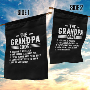 The Grandpa Code Garden Flag Funny Grandfather Life Humorous Rules