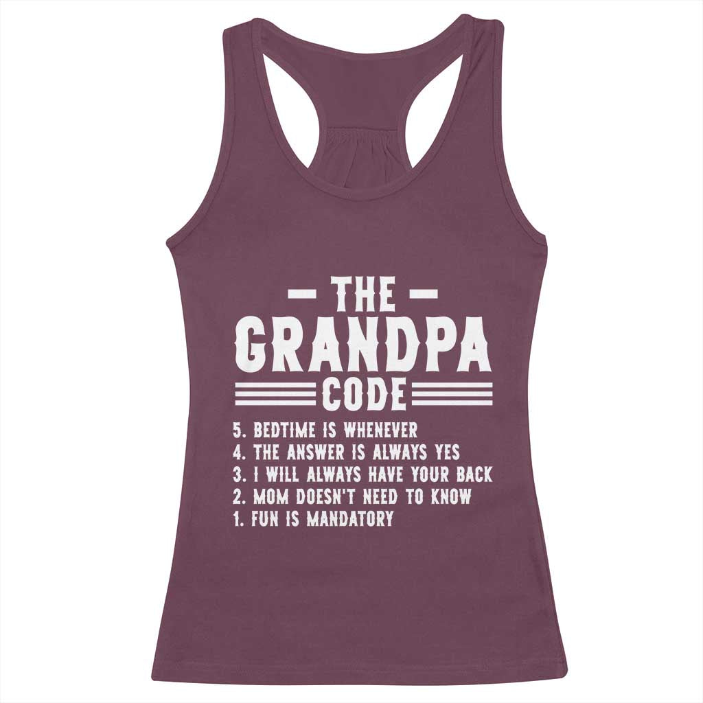 The Grandpa Code Racerback Tank Top Funny Grandfather Life Humorous Rules