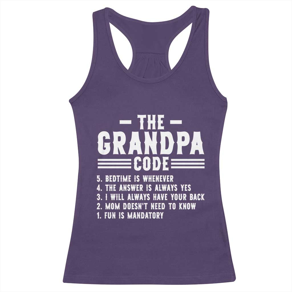 The Grandpa Code Racerback Tank Top Funny Grandfather Life Humorous Rules