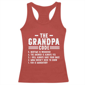 The Grandpa Code Racerback Tank Top Funny Grandfather Life Humorous Rules