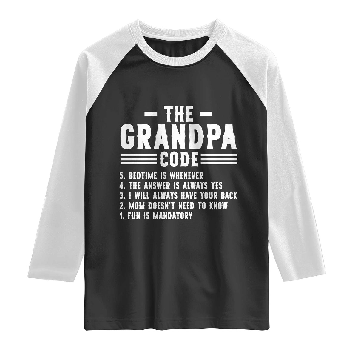 The Grandpa Code Raglan Shirt Funny Grandfather Life Humorous Rules