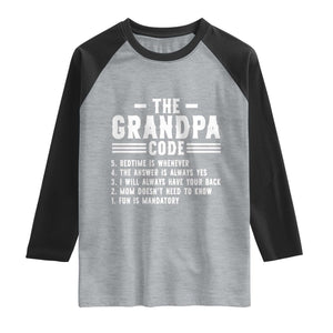 The Grandpa Code Raglan Shirt Funny Grandfather Life Humorous Rules
