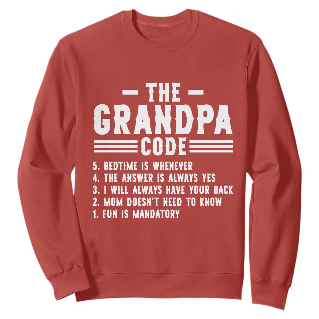 The Grandpa Code Sweatshirt Funny Grandfather Life Humorous Rules