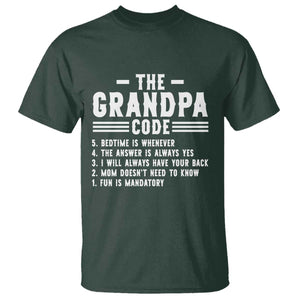 The Grandpa Code T Shirt Funny Grandfather Life Humorous Rules