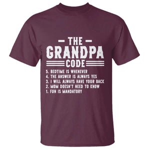 The Grandpa Code T Shirt Funny Grandfather Life Humorous Rules