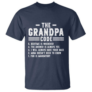 The Grandpa Code T Shirt Funny Grandfather Life Humorous Rules