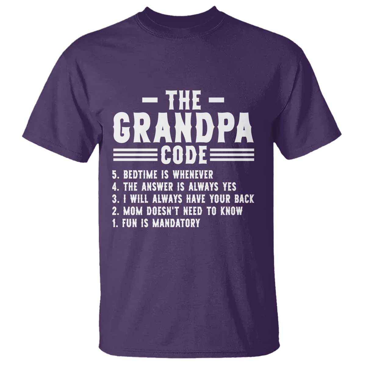 The Grandpa Code T Shirt Funny Grandfather Life Humorous Rules