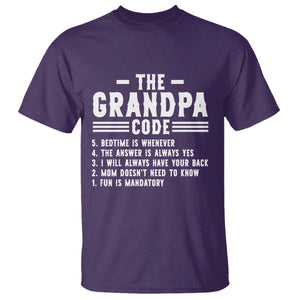 The Grandpa Code T Shirt Funny Grandfather Life Humorous Rules