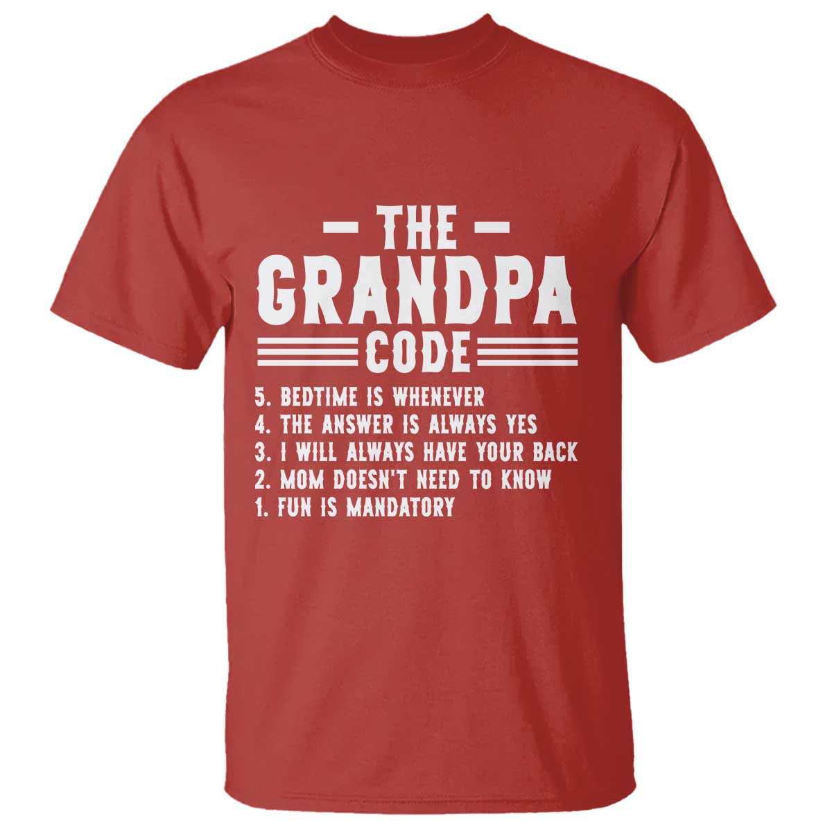 The Grandpa Code T Shirt Funny Grandfather Life Humorous Rules