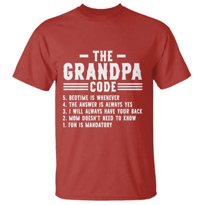 The Grandpa Code T Shirt Funny Grandfather Life Humorous Rules