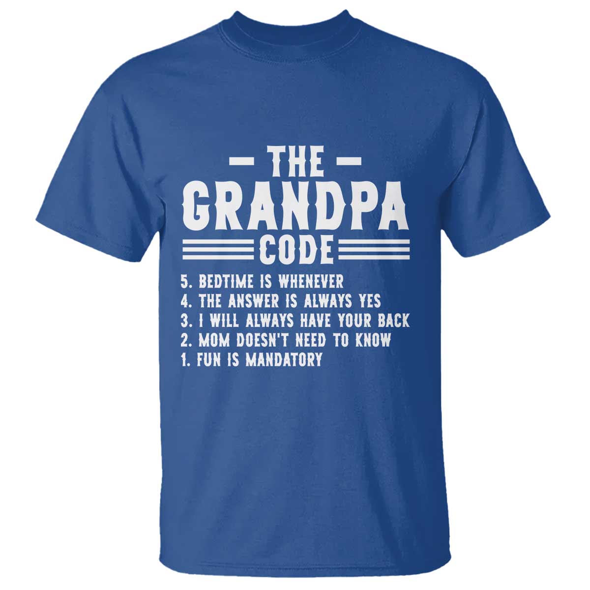 The Grandpa Code T Shirt Funny Grandfather Life Humorous Rules