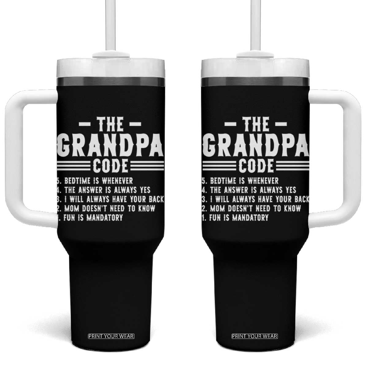 The Grandpa Code Tumbler With Handle Funny Grandfather Life Humorous Rules