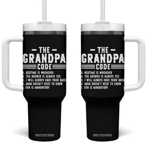 The Grandpa Code Tumbler With Handle Funny Grandfather Life Humorous Rules