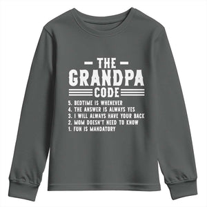 The Grandpa Code Youth Sweatshirt Funny Grandfather Life Humorous Rules