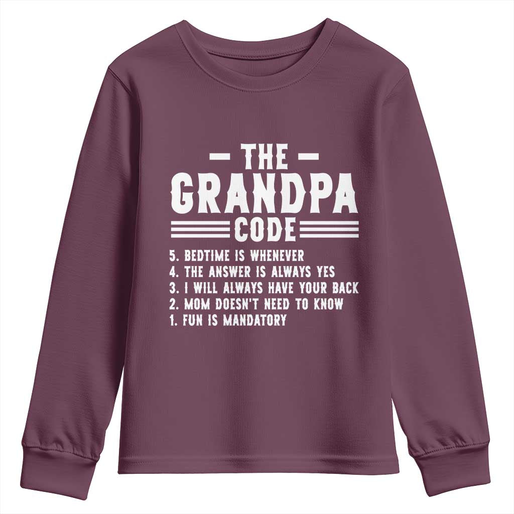 The Grandpa Code Youth Sweatshirt Funny Grandfather Life Humorous Rules