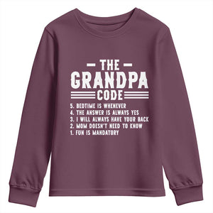 The Grandpa Code Youth Sweatshirt Funny Grandfather Life Humorous Rules