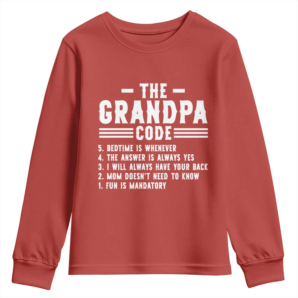 The Grandpa Code Youth Sweatshirt Funny Grandfather Life Humorous Rules