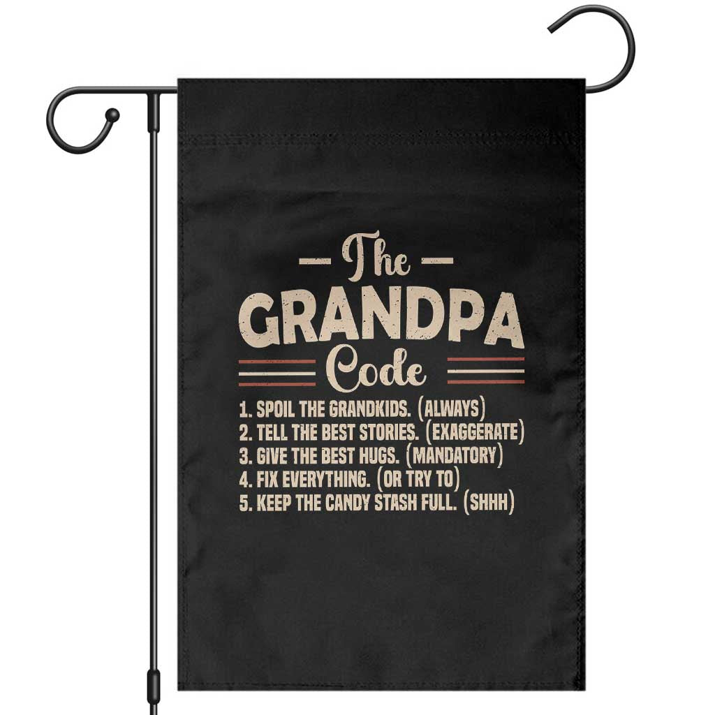 The Grandpa Code Garden Flag Funny Granddad Rules Saying