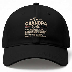 The Grandpa Code Baseball Cap Funny Granddad Rules Saying