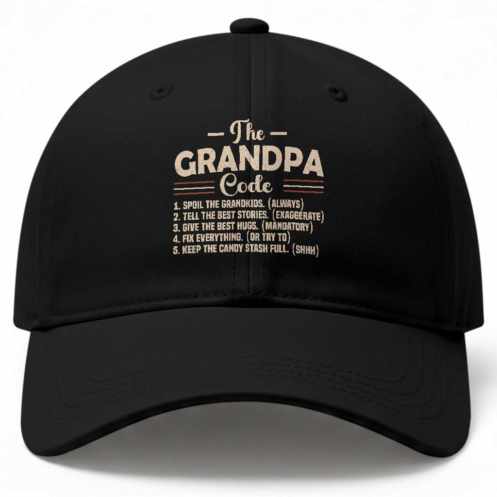 The Grandpa Code Baseball Cap Funny Granddad Rules Saying