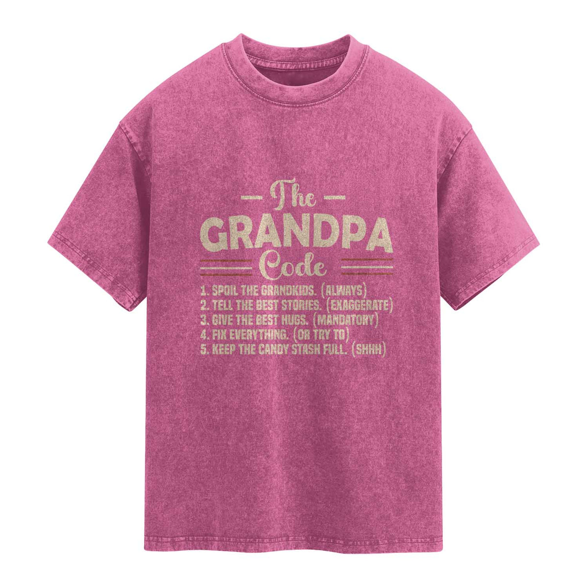 The Grandpa Code Washed Cotton T-Shirt Funny Granddad Rules Saying