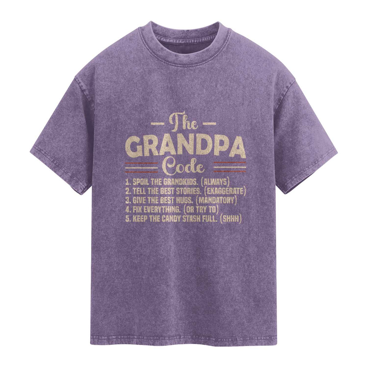 The Grandpa Code Washed Cotton T-Shirt Funny Granddad Rules Saying