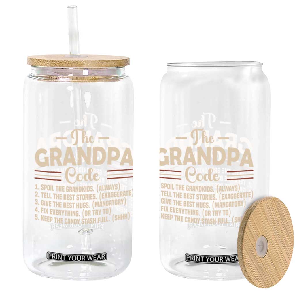 The Grandpa Code Glass Can Funny Granddad Rules Saying