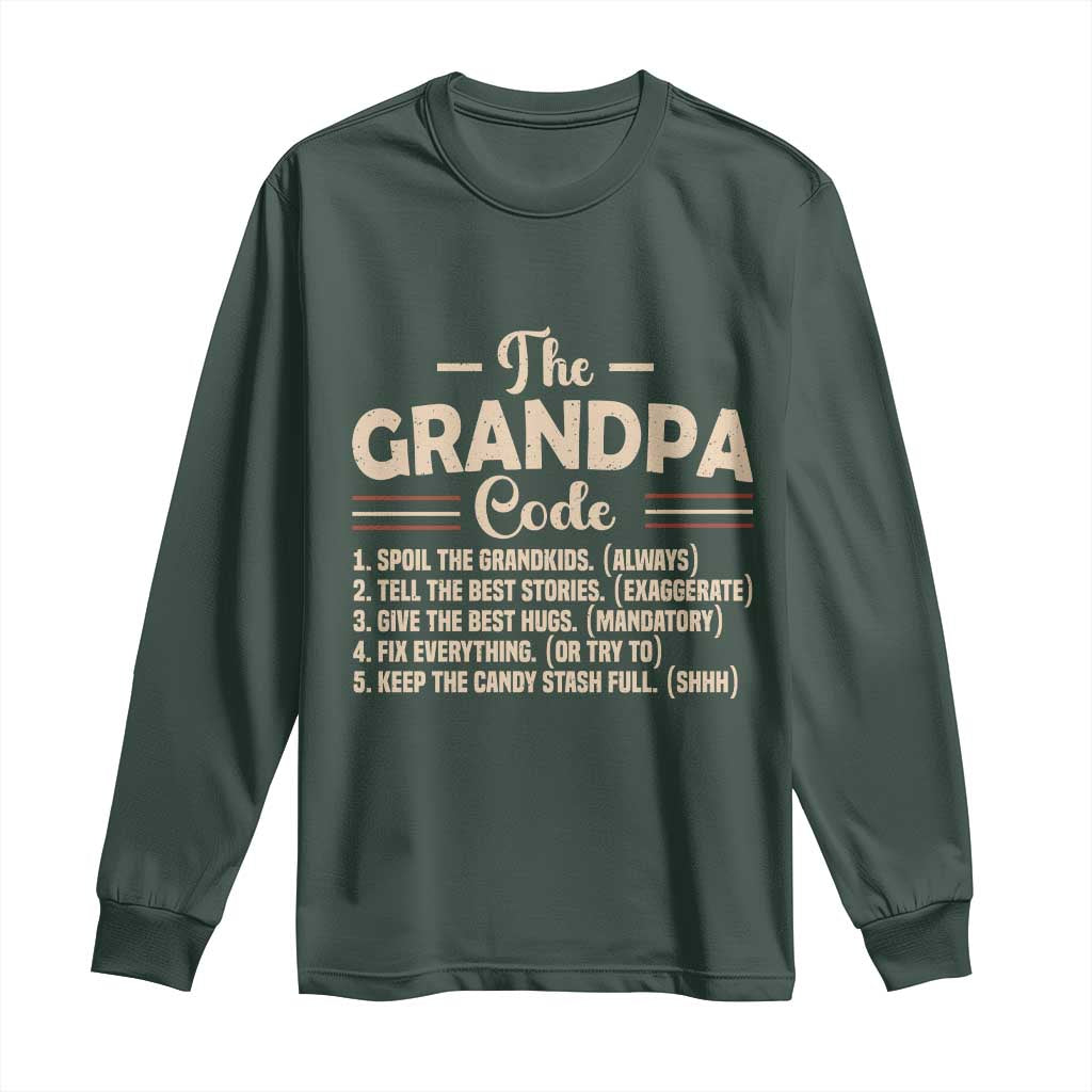The Grandpa Code Long Sleeve Shirt Funny Granddad Rules Saying