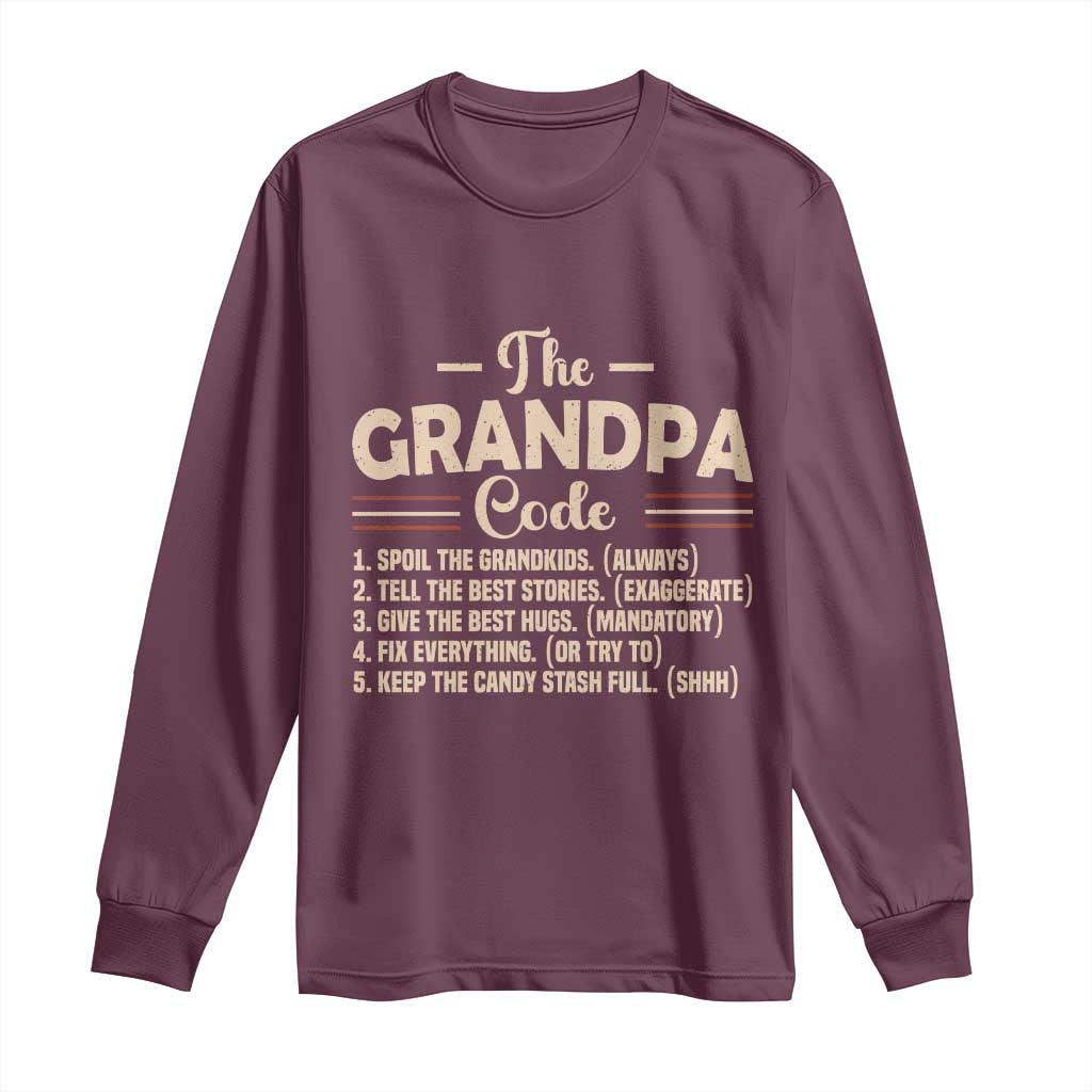 The Grandpa Code Long Sleeve Shirt Funny Granddad Rules Saying