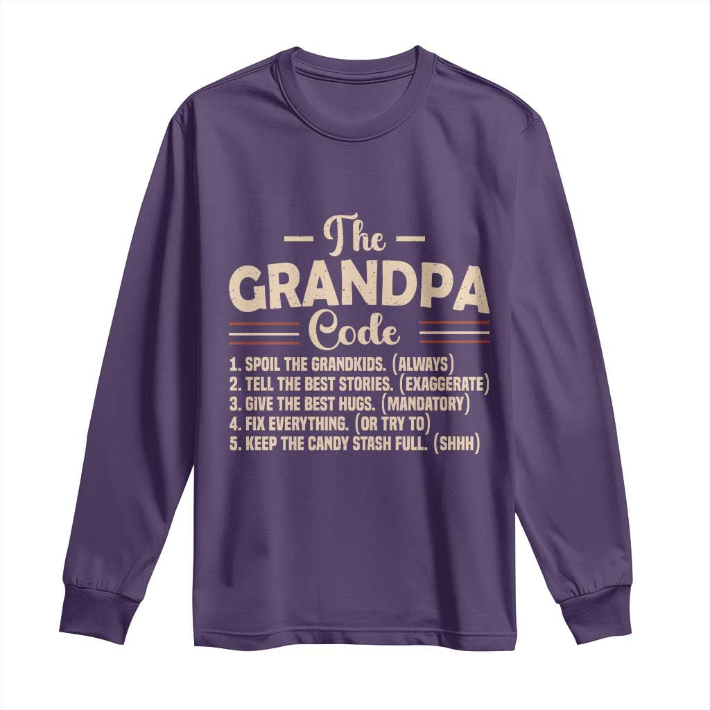 The Grandpa Code Long Sleeve Shirt Funny Granddad Rules Saying