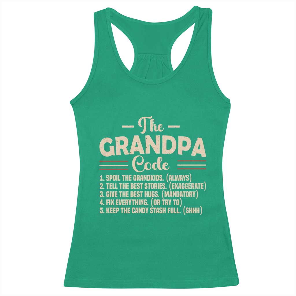 The Grandpa Code Racerback Tank Top Funny Granddad Rules Saying