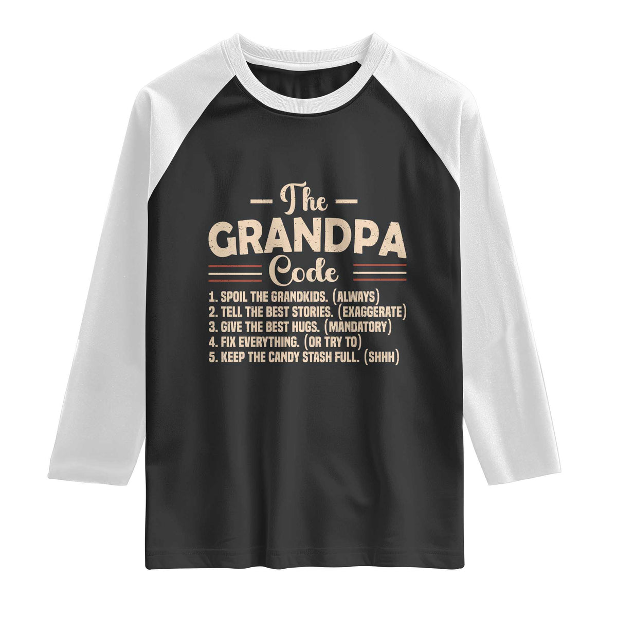 The Grandpa Code Raglan Shirt Funny Granddad Rules Saying
