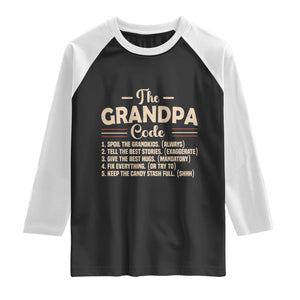 The Grandpa Code Raglan Shirt Funny Granddad Rules Saying