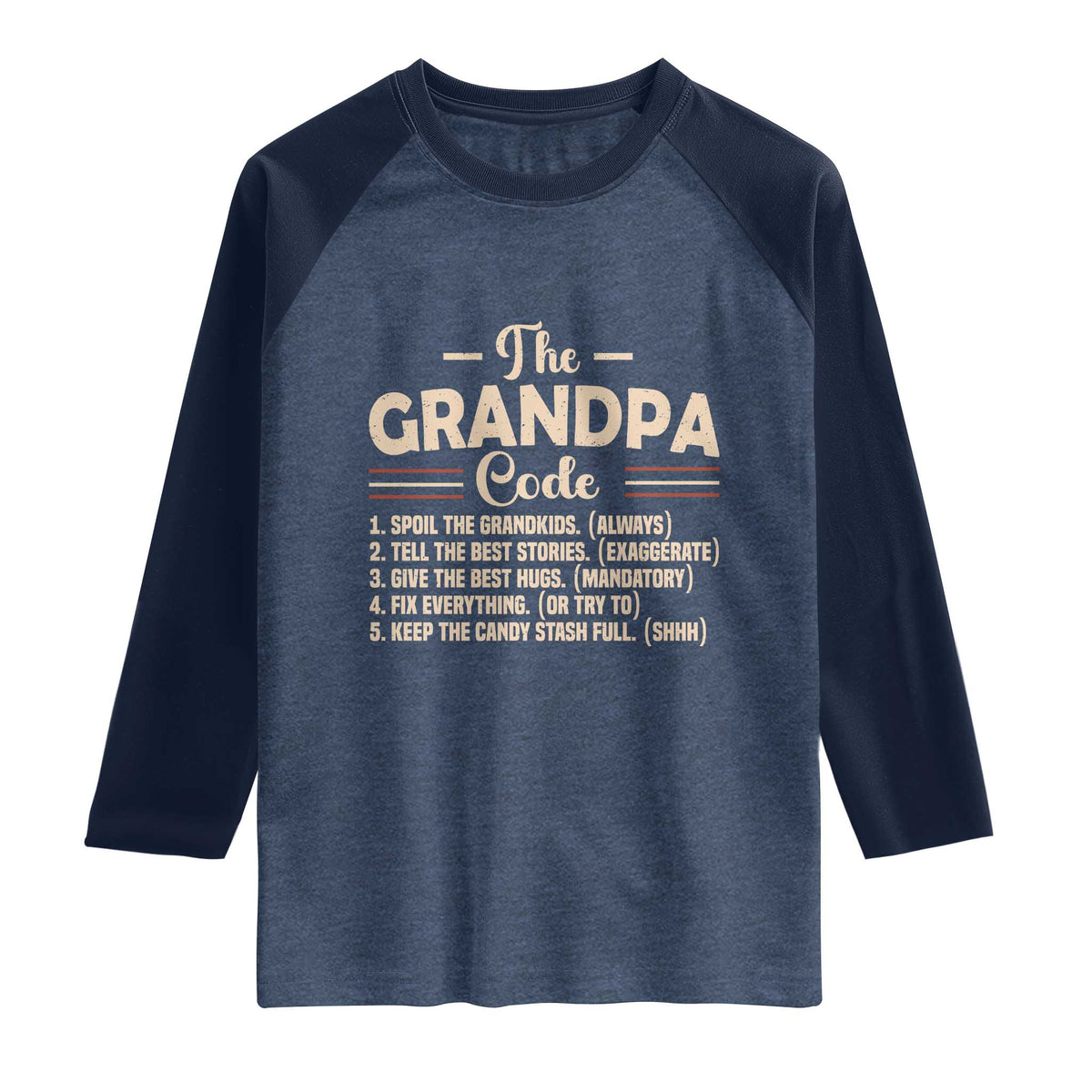 The Grandpa Code Raglan Shirt Funny Granddad Rules Saying