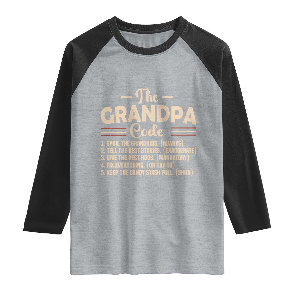 The Grandpa Code Raglan Shirt Funny Granddad Rules Saying