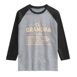 The Grandpa Code Raglan Shirt Funny Granddad Rules Saying