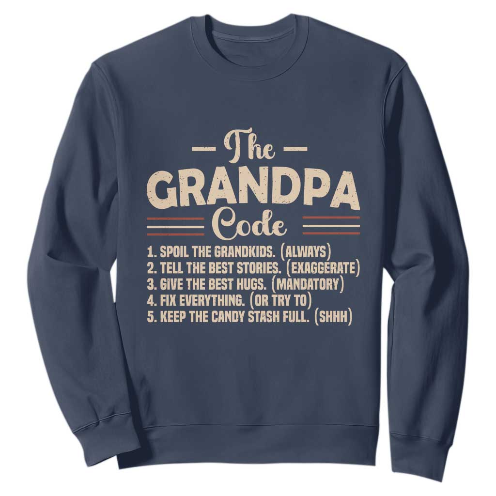 The Grandpa Code Sweatshirt Funny Granddad Rules Saying