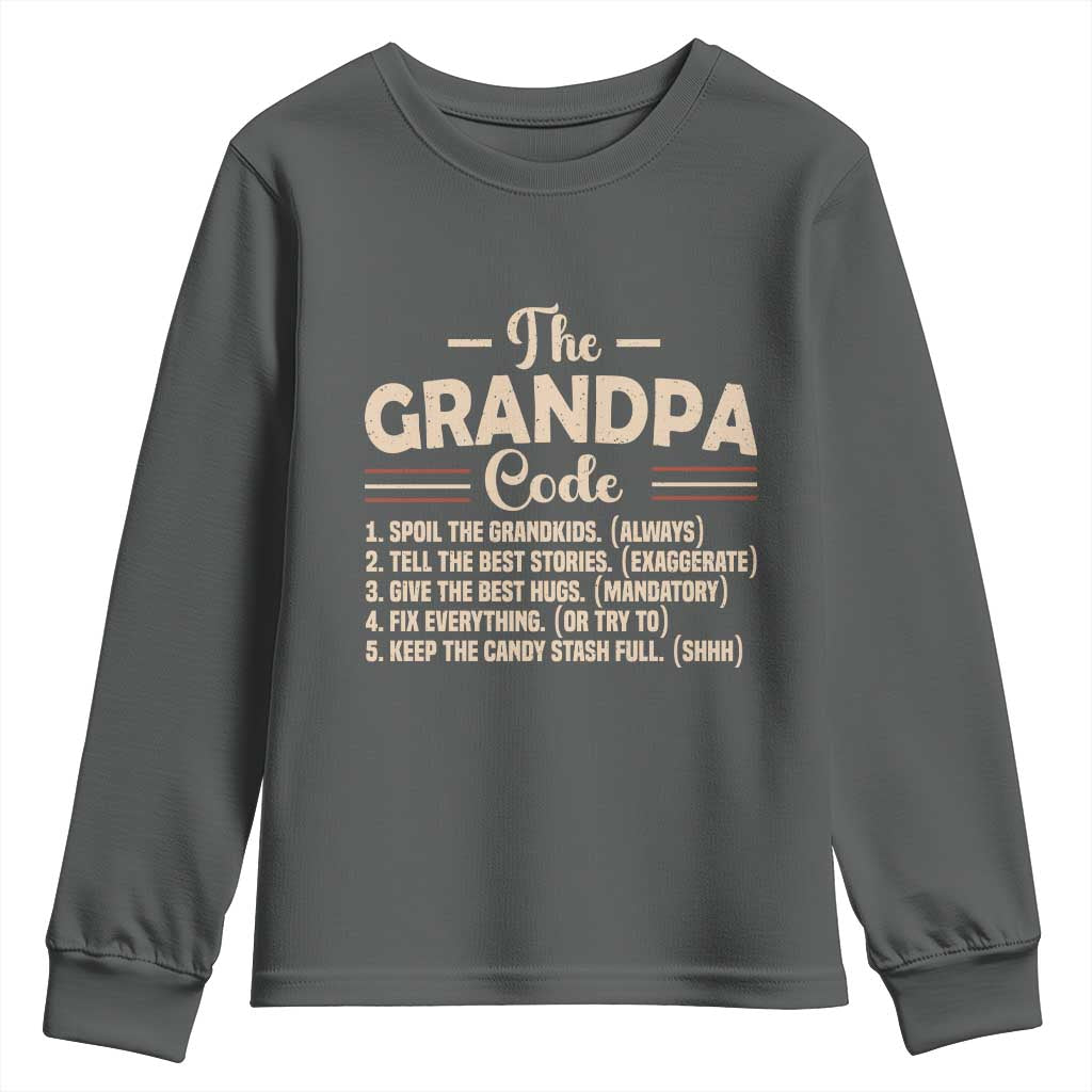 The Grandpa Code Youth Sweatshirt Funny Granddad Rules Saying