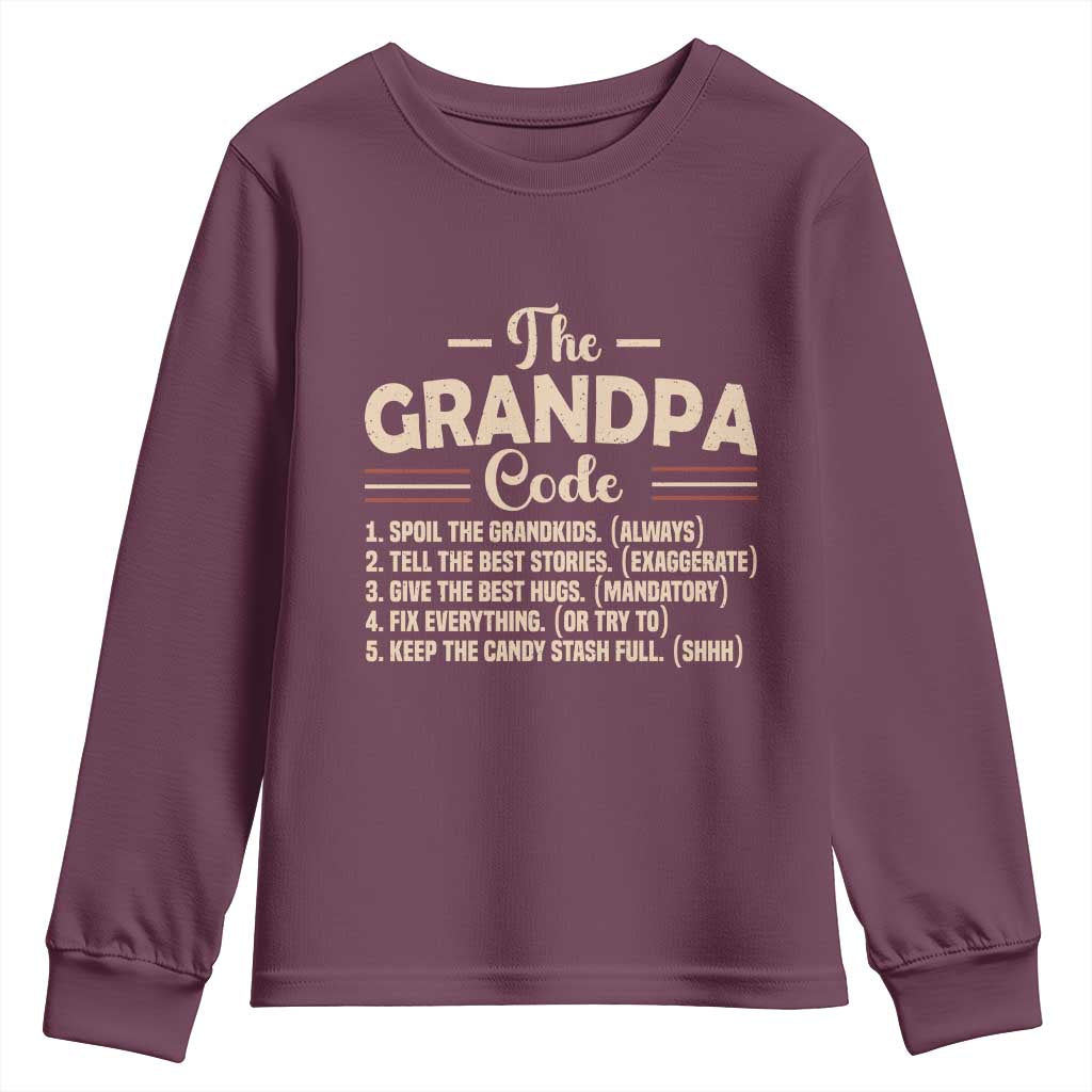 The Grandpa Code Youth Sweatshirt Funny Granddad Rules Saying